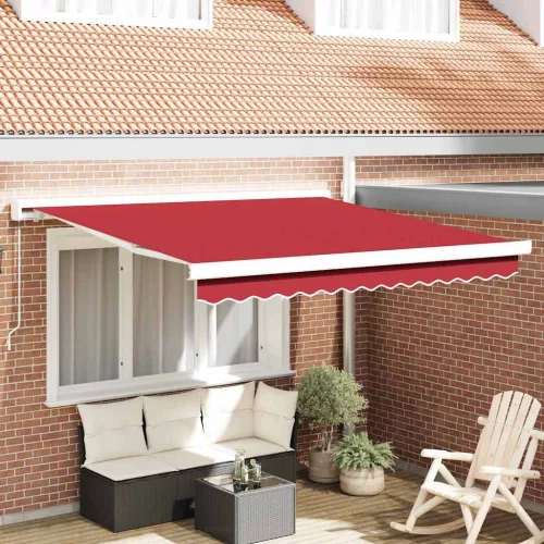 Behúzható napellenző Piros 350 x 250 cm Szövet, Fém