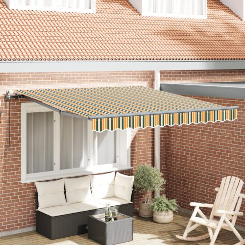 Automatikus Behúzható Napernyő Zöld és Sárga 350x250 cm