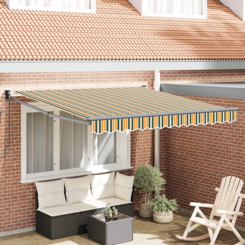 Manuális Behúzható Napernyő Zöld és Sárga 350x250 cm