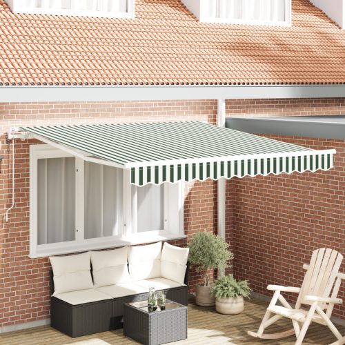 Automatikus Behúzható Napellenző Zöld és Fehér 350x250 cm
