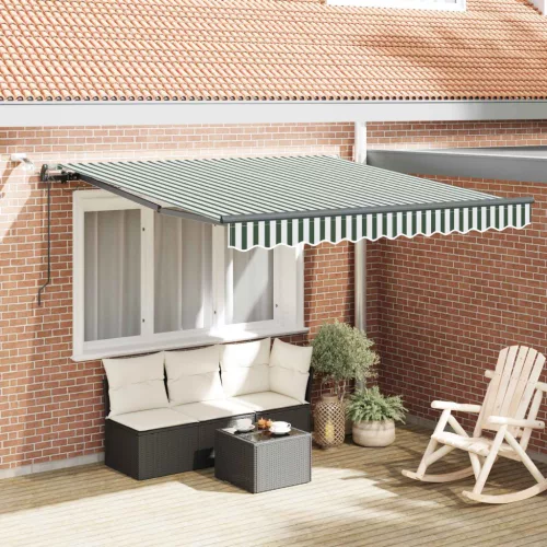 vidaXL Napernyő Anyag tartalmaz Zöld és Fehér 350 x 250 cm Poliészter