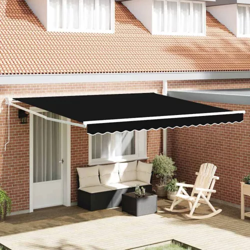vidaXL Behúzható napellenző Fekete 400 × 300 cm