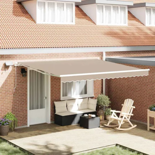 vidaXL Behúzható napellenző Bézs 400 × 300 cm Szövet és Acél