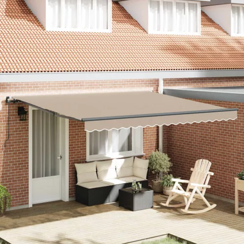 vidaXL Behúzható napellenző Bézs 400 × 300 cm Poliészter és acél