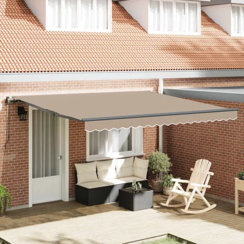 vidaXL Behúzható napellenző Bézs 400 × 300 cm Szövet és Alumínium