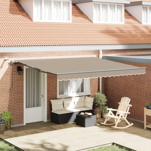 Automatikus Behúzható Napellenző LED-del Bézs 400x300 cm