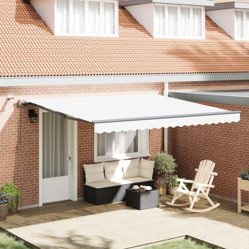 Automatikus Behúzható Napellenző LED világítással Fehér 400x300 cm