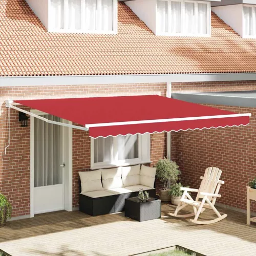 vidaXL Behúzható napellenző Piros 400 × 300 cm