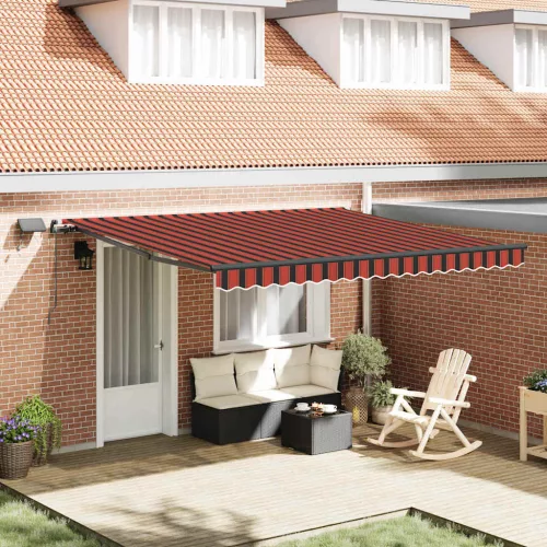 Behúzható napellenző narancssárga és barna 400 ×350 cm szövet