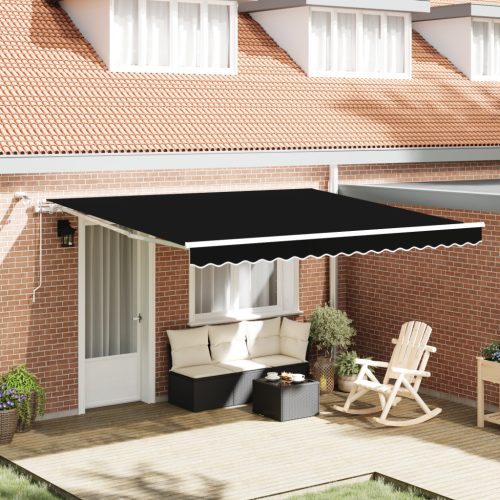 Automatikus Behúzható Napellenző LED-del Fekete 400x350 cm