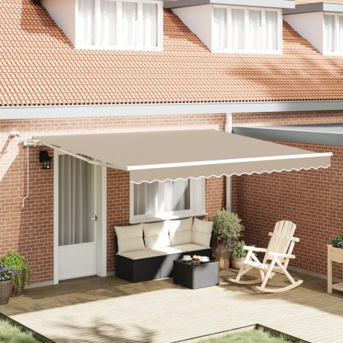 Automatikus behúzható napellenző LED-del Bézs 400x350 cm