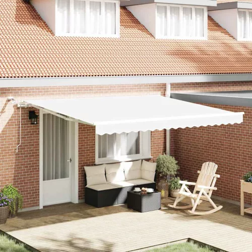 vidaXL Behúzható napellenző Fehér 400 × 350 cm Poliészter és fém
