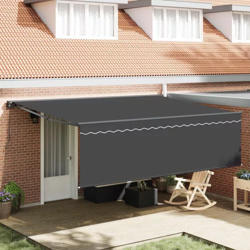 vidaXL Behúzható napellenző Antracit 450 × 300 cm Pamut és Alumínium
