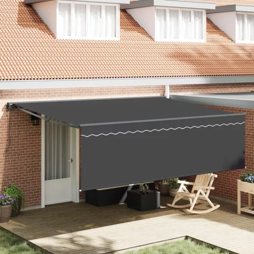 vidaXL Behúzható napellenző Antracit 450 × 350 cm Pamut és Alumínium