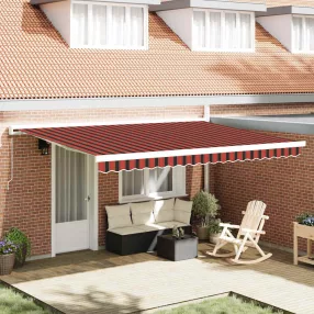   vidaXL Behúzható napellenző Piros és Fekete 450 × 300 cm Szövet és Fém