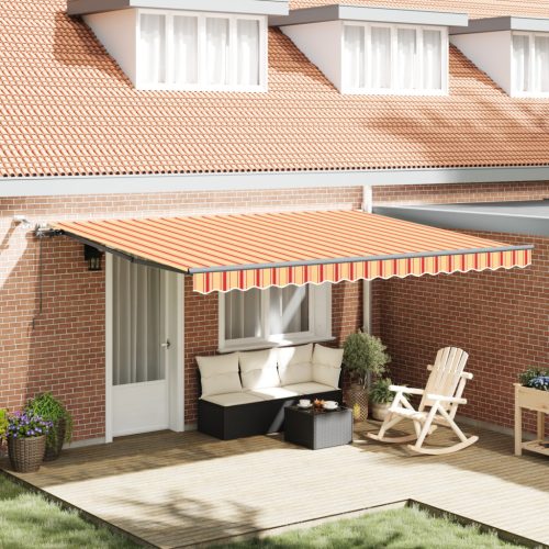 Automatikus Behúzható Napellenző LED lámpával sárga és narancs színben, 450x300 cm
