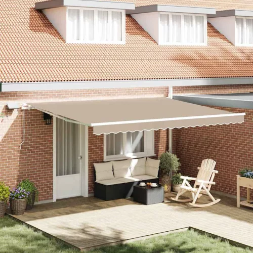 vidaXL Behúzható napellenző Bézs 450 × 300 cm Szövet és Acél