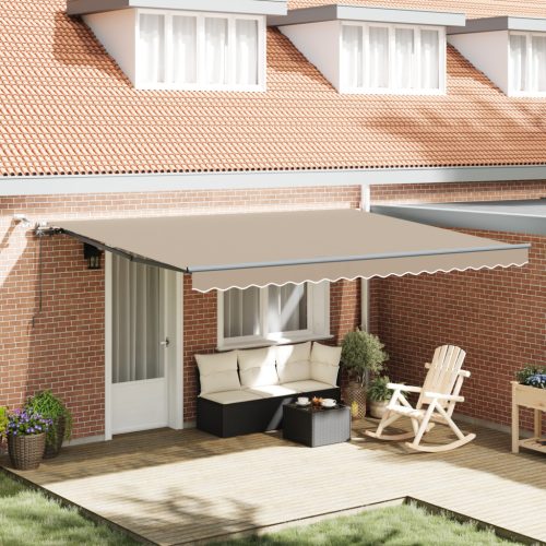 Automatikus behúzható napellenző LED világítással bézs 450x300 cm