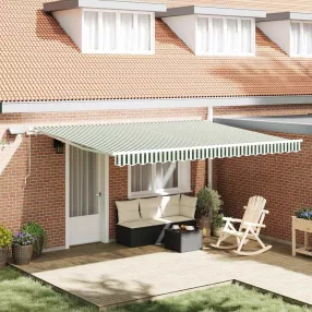   vidaXL Behúzható napellenző Zöld és Fehér 450 × 300 cm Szövet és Acél