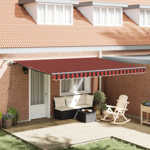Automatikus Behúzható Napellenző LED-del Narancs és Barna 450x350 cm