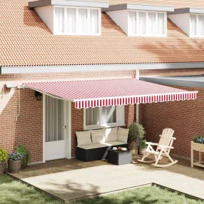  vidaXL Behúzható napellenző Piros és Fehér 450 × 350 cm Szövet és Acél