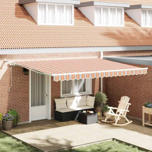 vidaXL Behúzható napellenző Sokszínű 450 × 350 cm Poliészter és fém