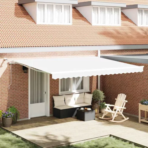 vidaXL Behúzható napellenző Fehér 450 × 350 cm Poliészter és fém