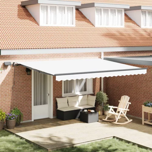vidaXL Behúzható napellenző LED -es lámpákkal Fehér 450 ×350 cm szövet
