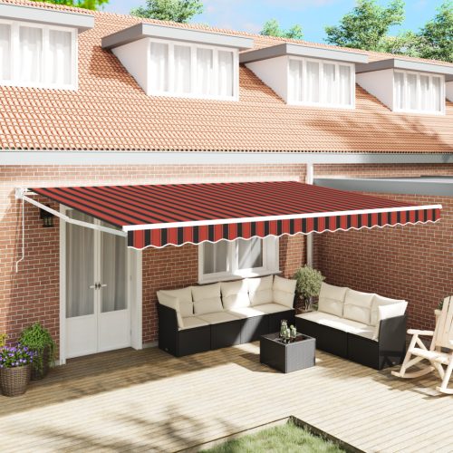 automatikusan behúzható napellenző piros, fehér és fekete 500x300 cm