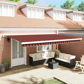   Behúzható napellenző Narancs és Barna 500 ×300 cm Szövet és Fém