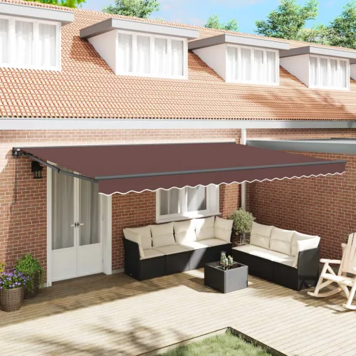 vidaXL Napernyő keret Barna 500 × 300 cm Poliészter PU bevonattal