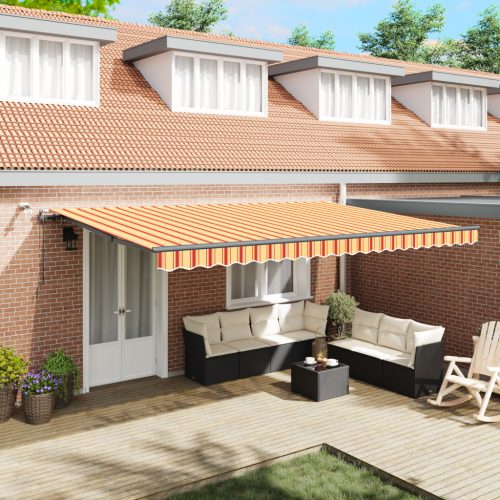 Automatikus Behúzható Napellenző LED Sárga és Narancs 500x300 cm