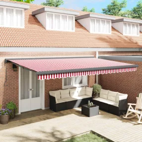   vidaXL Napernyő Piros és Fehér 500 x 300 x 165 cm Pamut és Alumínium
