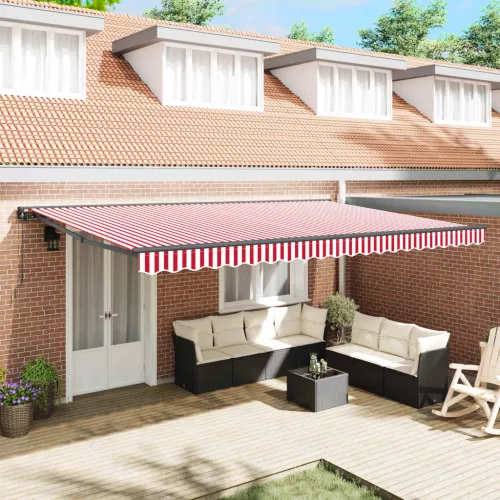 vidaXL Napernyő keret Piros és Fehér 500 × 300 cm