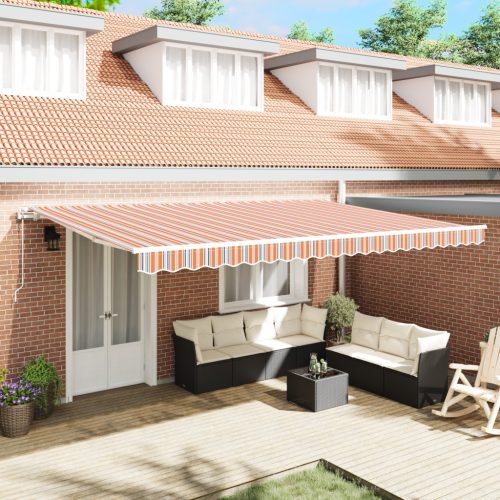 Automatikus Behúzható Napellenző Többszínű Csíkos 500x300 cm