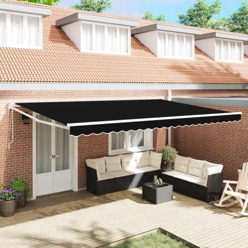 Automatikus Behúzható Napellenző Fekete 500x300 cm