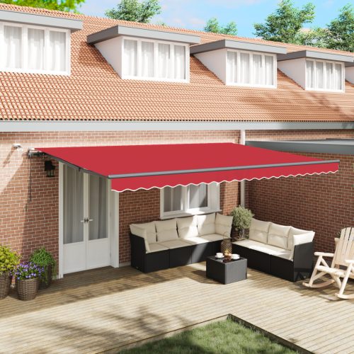 Automatikus Behúzható Napellenző LED-del Piros 500x300 cm