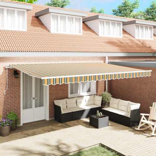 Automatikus Behúzható Napellenző Zöld és Sárga 500x300 cm