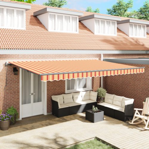 Automatikus Behúzható Napellenző Sárga és Narancssárga 500x350 cm