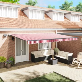   vidaXL Behúzható napellenző Piros és fehér 500 ×350 cm szövet
