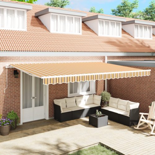 Kézi behúzható napellenző Multi-színes csík 500x350 cm