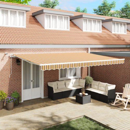 Automatikus Behúzható Napernyő LED Multicolor Csíkkal 500x350 cm