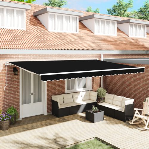 Automatikusan Behúzható Napellenző Fekete 500x350 cm