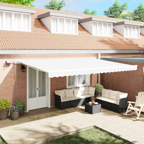 vidaXL Behúzható napellenző Fehér 500 × 350 cm Szövet és Acél