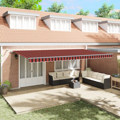 Automatikus Behúzható Napellenző LED-del Narancs és Barna 600x300 cm