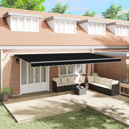Automatikusan behúzható napellenző LED-del Fekete 600x300 cm