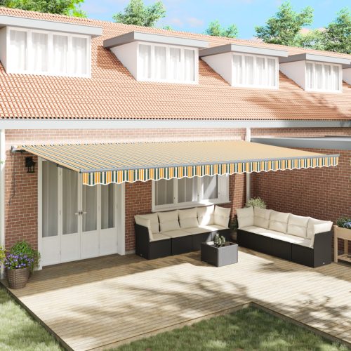Automatikus Behúzható Napellenző Zöld és Sárga 600x300 cm