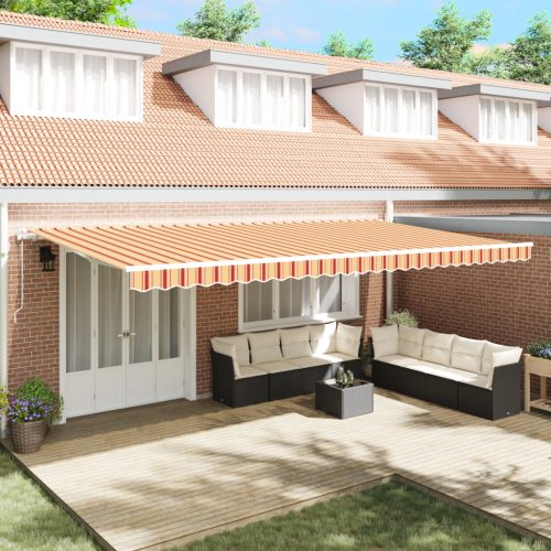 Automatikus Behúzható Napernyő Sárga és Narancs 600x350 cm