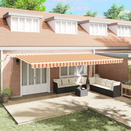 Automatikus Behúzható Napellenző LED-del Sárga és Narancs 600x350 cm
