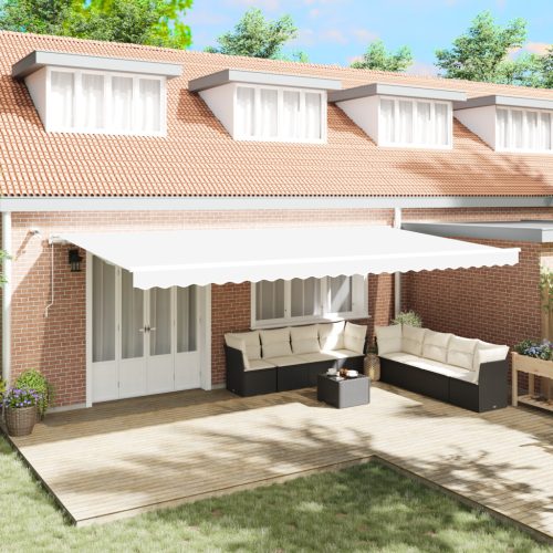 Automatikus Behúzható Napellenző LED-del Fehér 600x350 cm